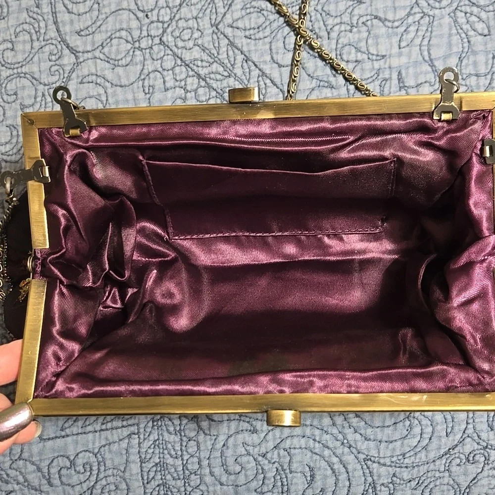 Purple Beaded and Sequin Clutch Bag